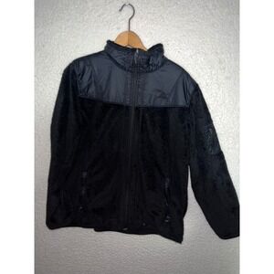 Nike ACG Women Black Sherpa Fleece Full Zip Jacket XL Nylon Overlay Outdoor